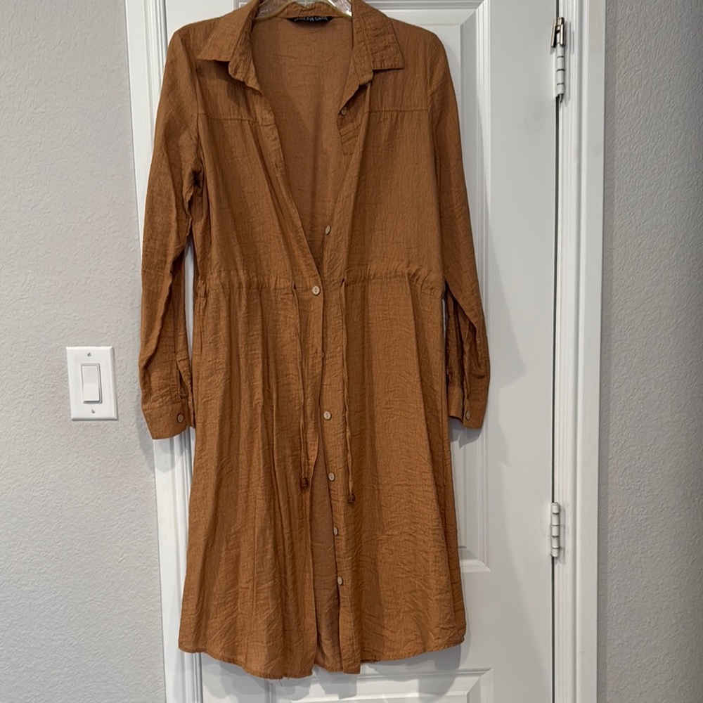 Brown Button-Up Women's Dress
